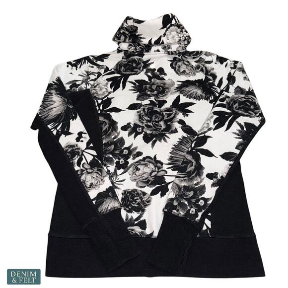 Lululemon Calm & Cozy Jacket Brisk Bloom Black White Cotton Fleece Sz 8 ~ RARE!! - Picture 11 of 16